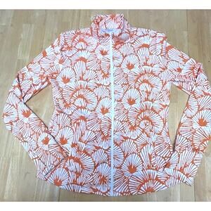 Tommy Bahama Full Zip Athletic Golf Orange White Top Size L